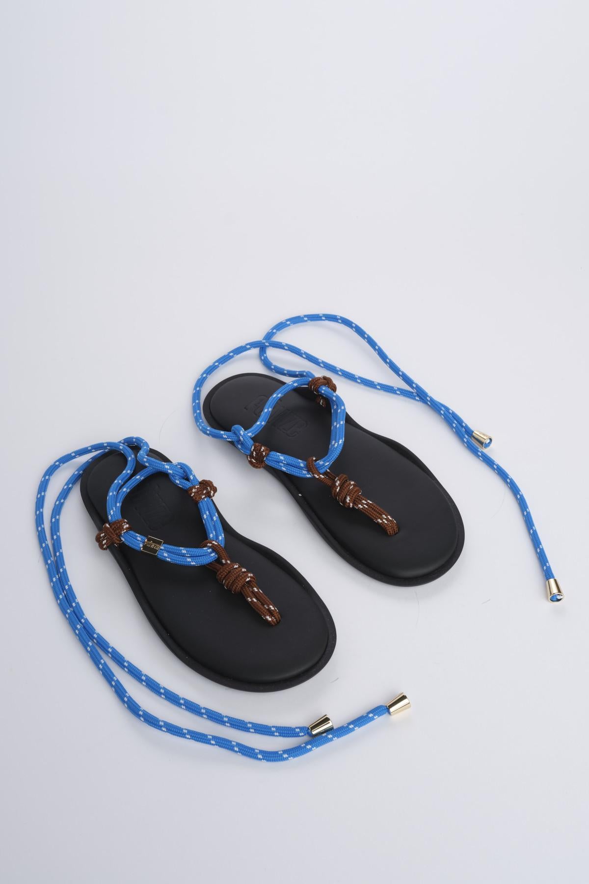 FLO' TWIN  sandalo infradito allacciato alla schiava FLÒ TWIN BRWON SKYBLUE flòwze 