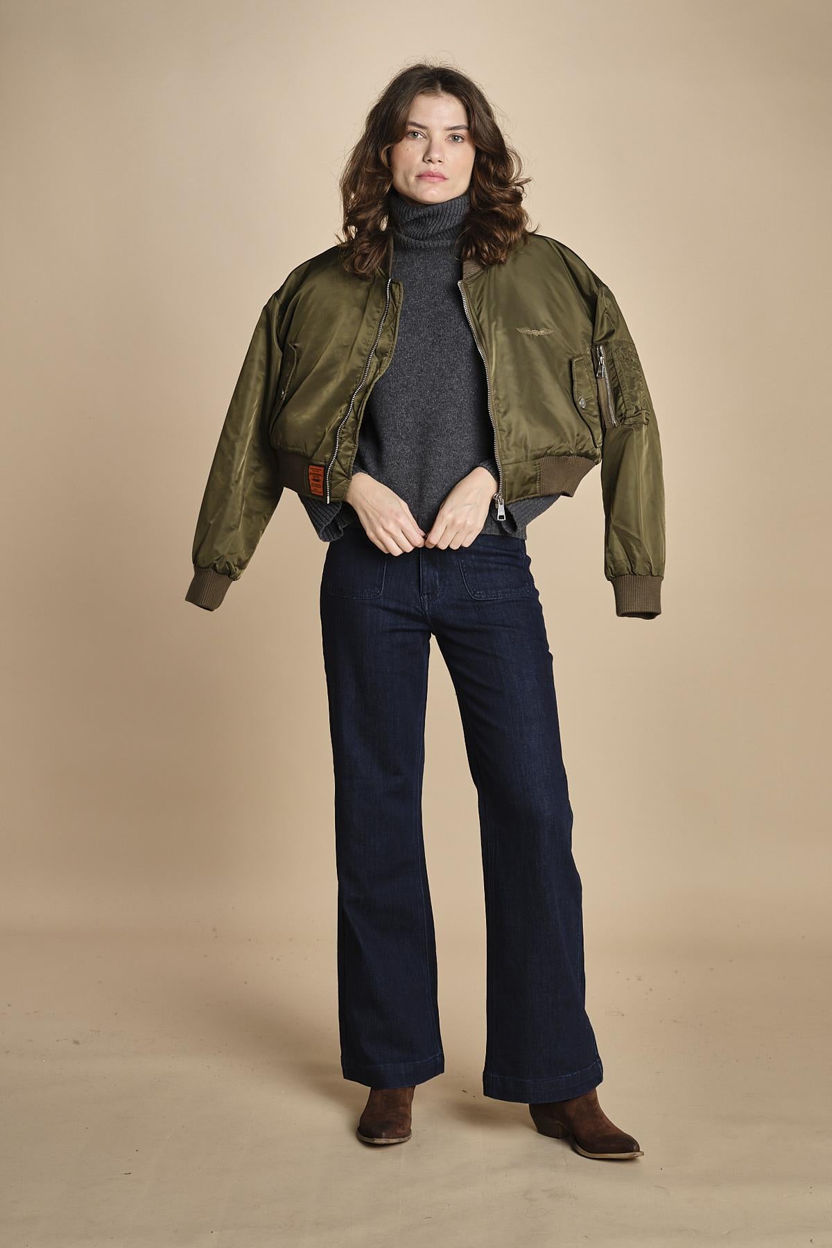 denim a zampa con taschine FAUVE INDIGO fam 