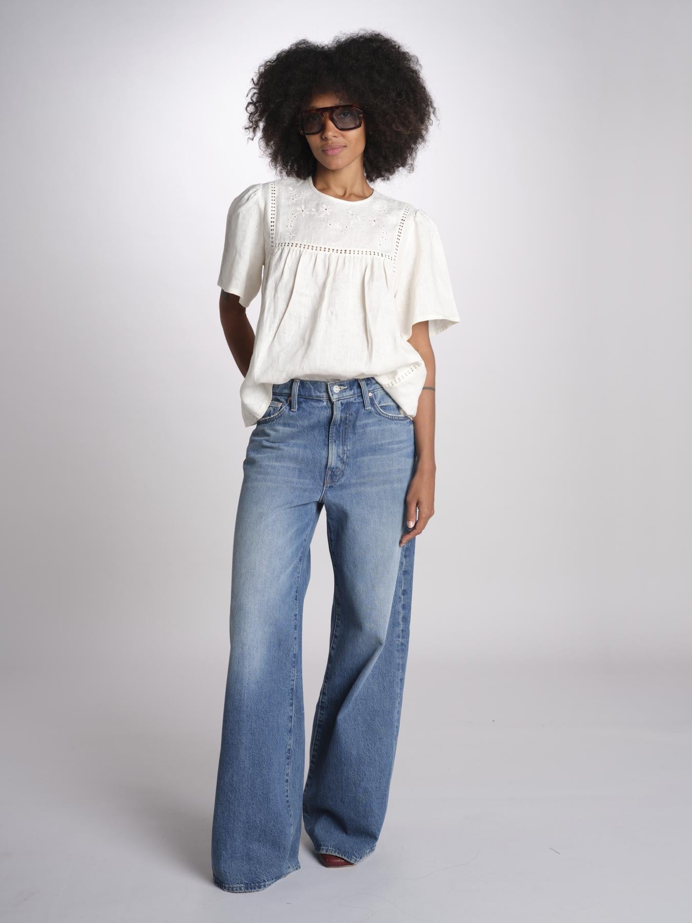 t-shirt in lino ricamata BACINO 2615941082600 001 ECRU weekend maxmara 