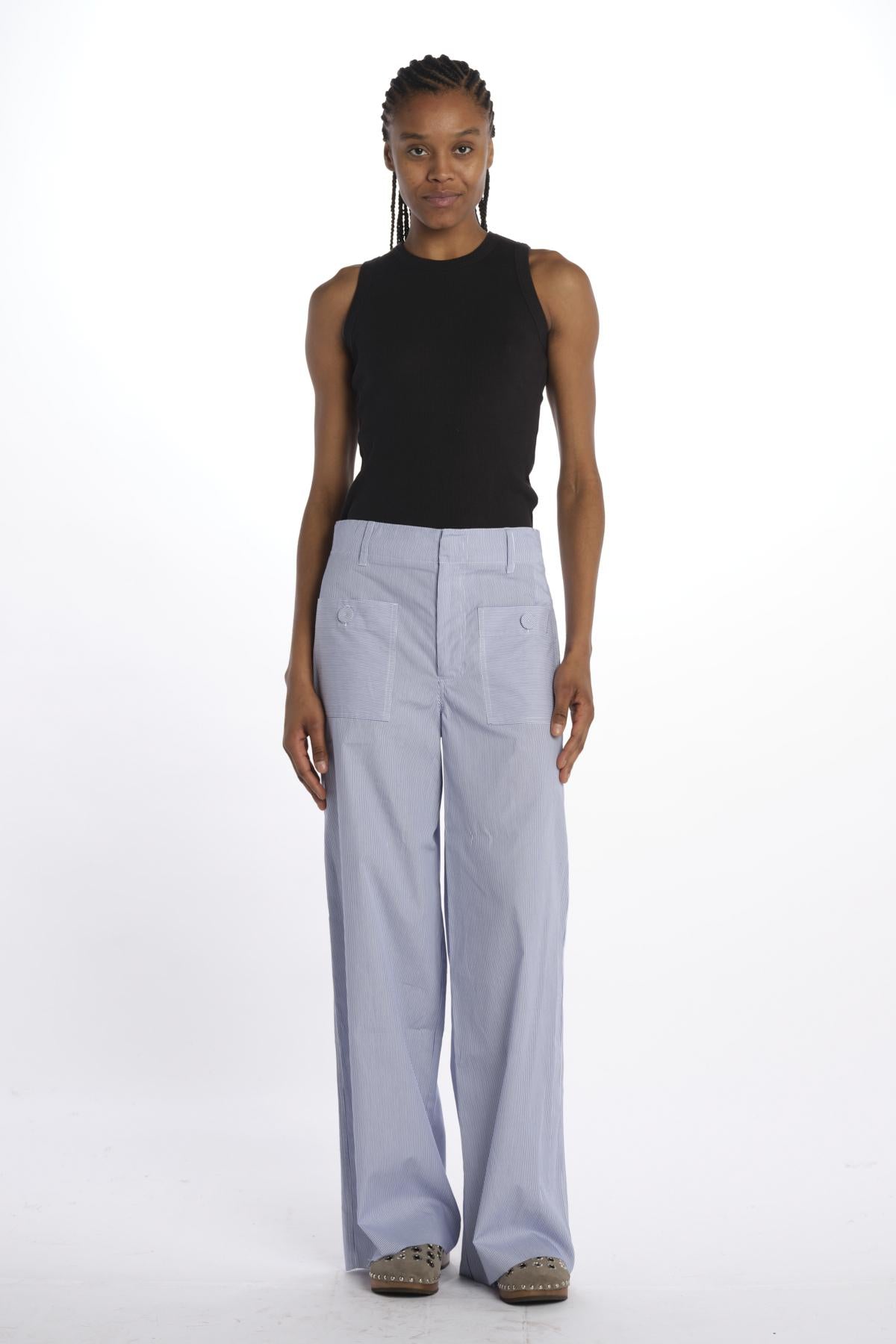 Pantaloni righine con tasche JK PANT WHITEBLUE jejia 