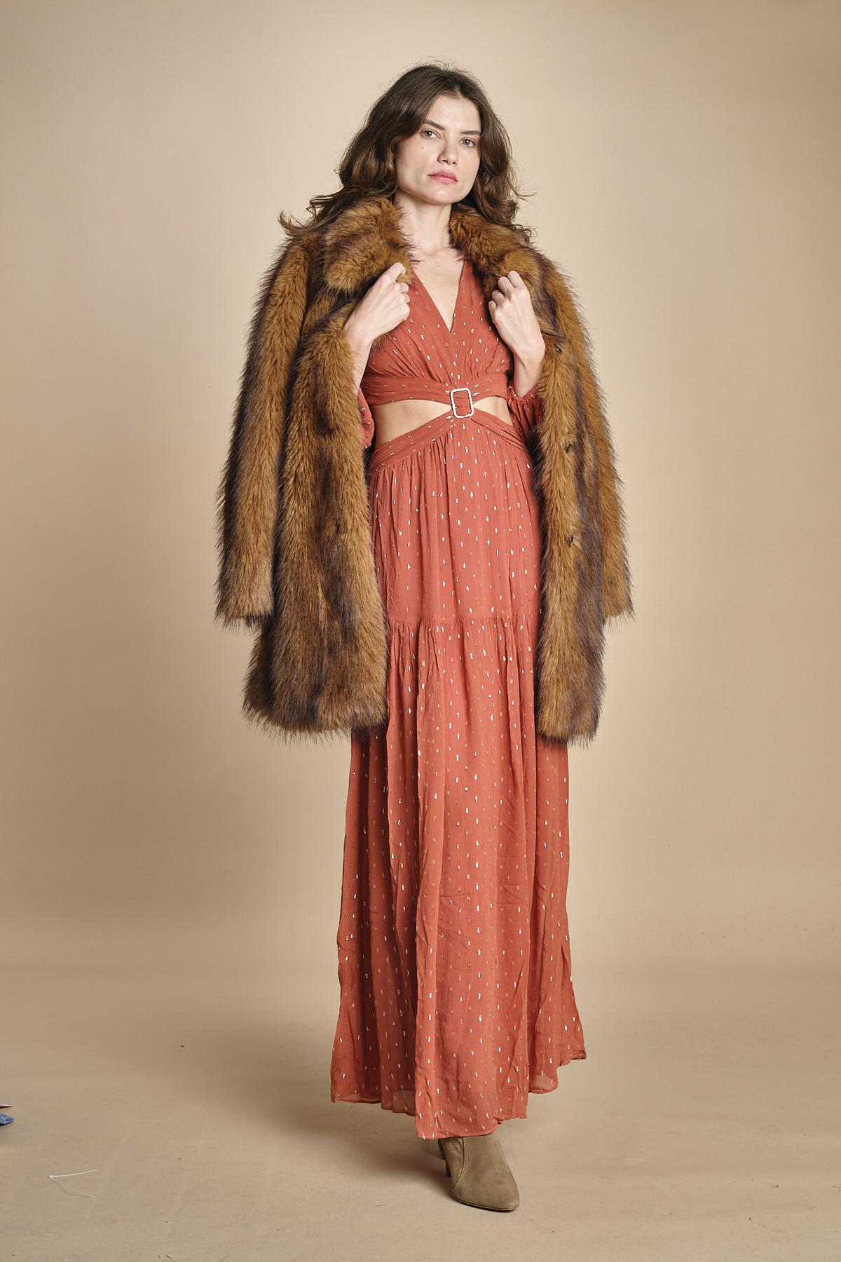 abito lungo manica lunga con borchiette MARRY BRIQUE ba&sh 