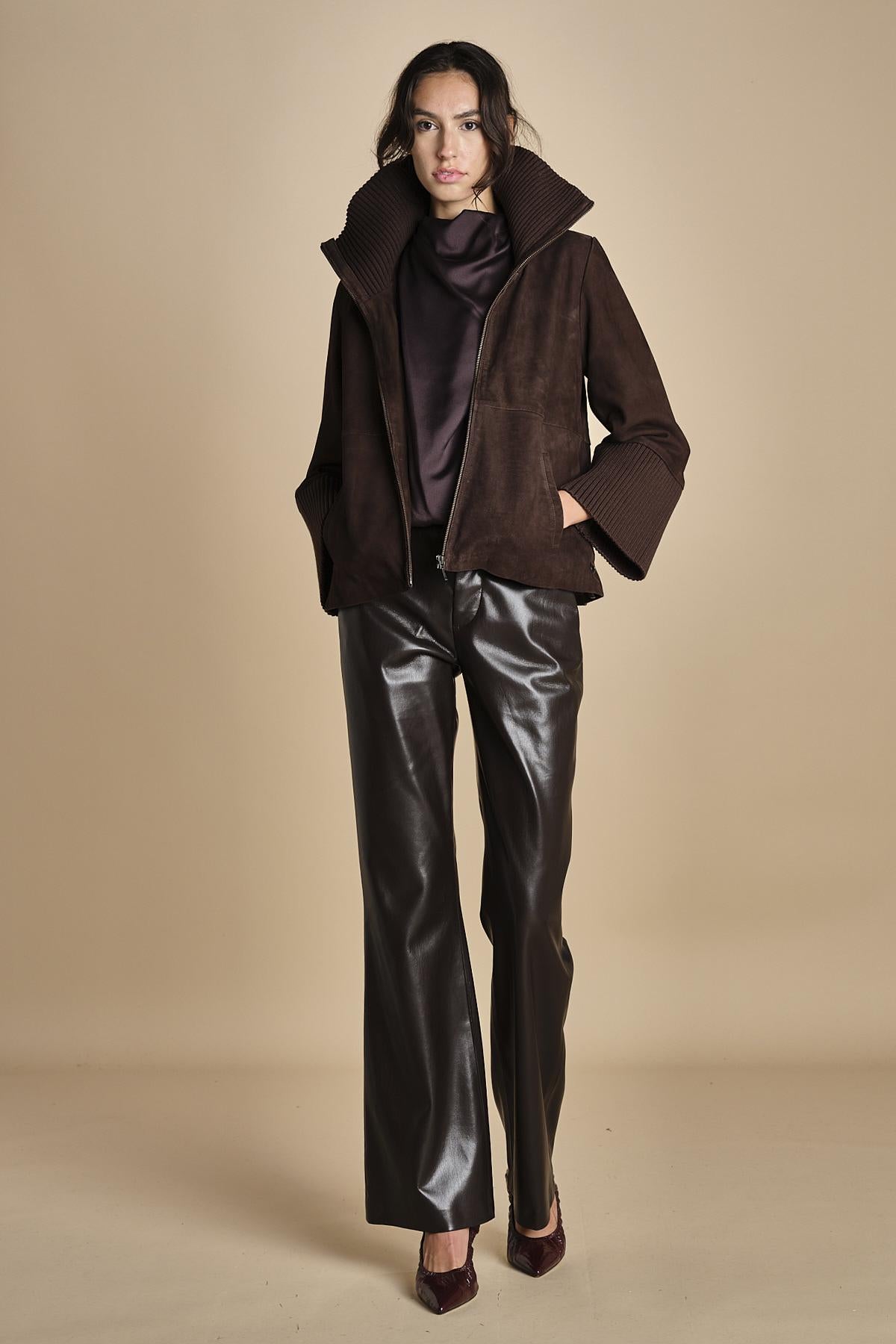 pantalone in ecopelle TRIFF F25-080 030 CHOCOLATE oscar 