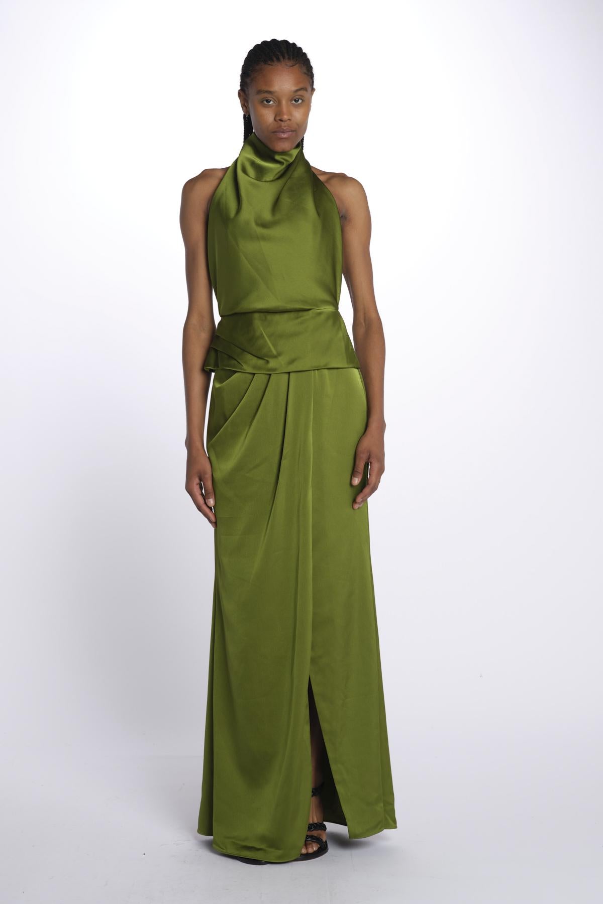 MAISON GROWN abito in satin scollo americano 10112295 8611 halston 