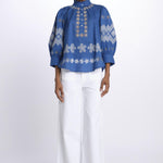 Camicia TOLEDO ricamo fiore TOLEDO1BLO BLUE antik batik 