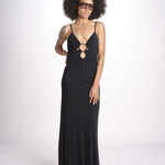 abito lungo con spalline sottili CHRISSY GOWN E02263016 BLACK ramy brook 