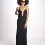 abito lungo con spalline sottili CHRISSY GOWN E02263016 BLACK ramy brook 