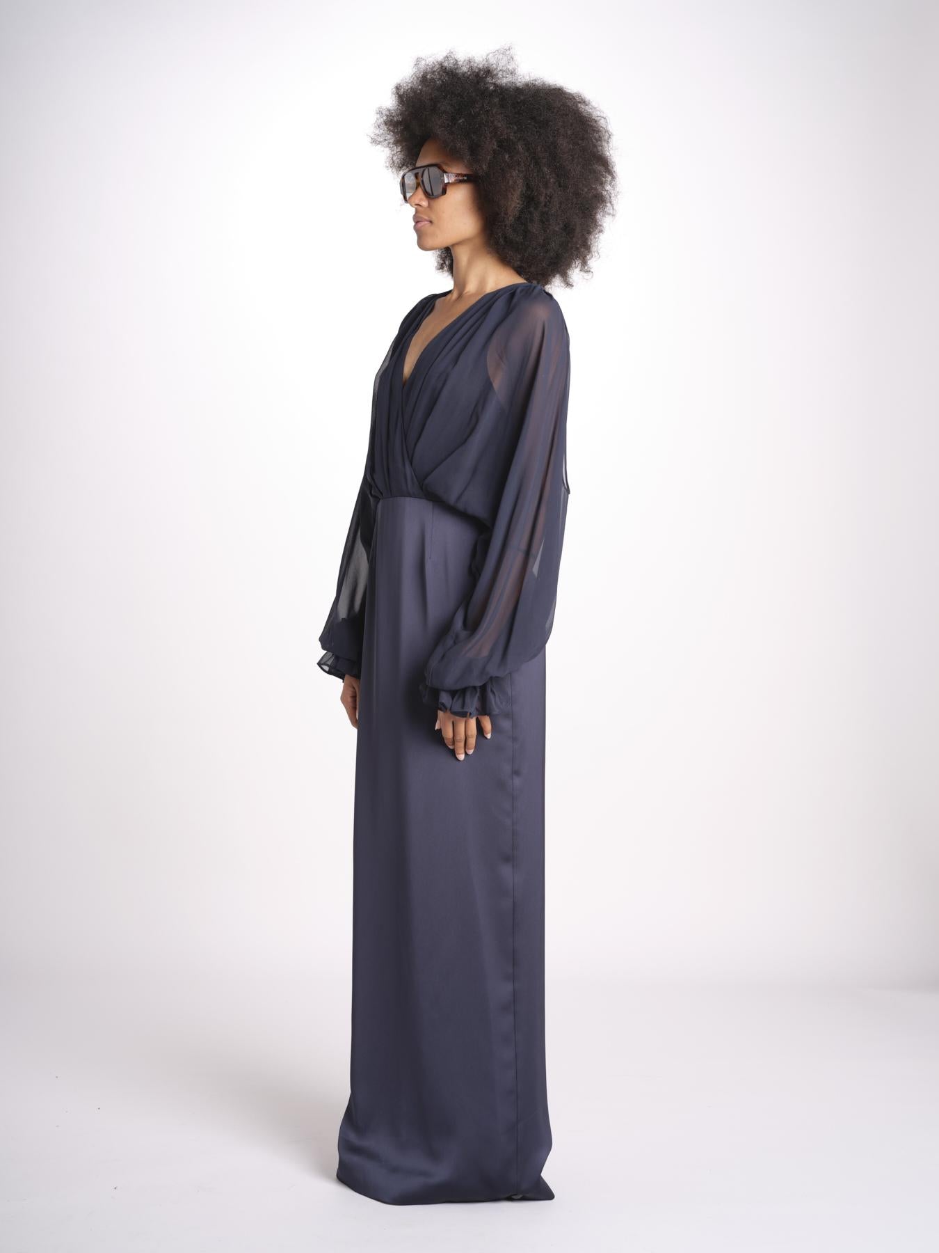 abito lungo con manica lunga LEESA E022630011 NAVY ramy brook 
