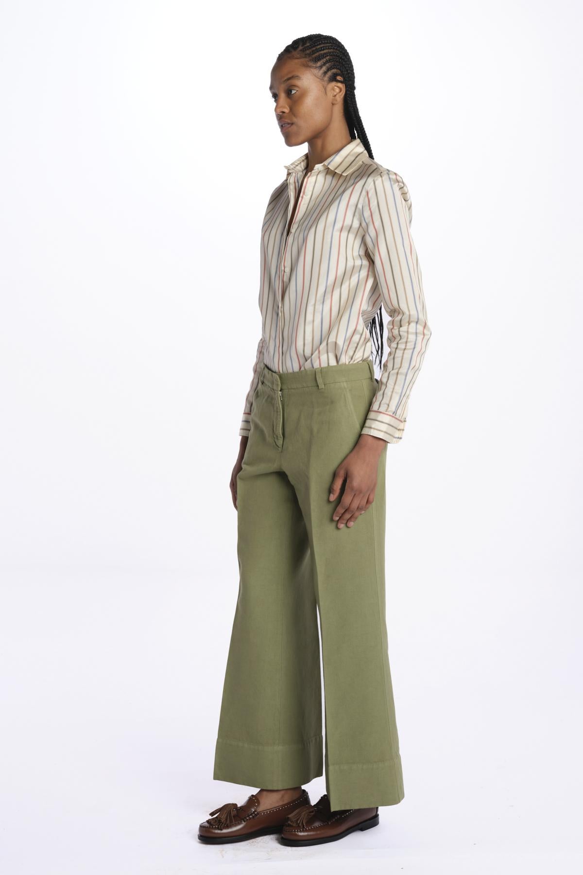 Pantalone MELODY D cropped canvas tinto capo MELODYD408501 19 quelledue 