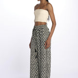 DAKOTA pantaloni con elastico in vita stampa foglie DAKOTA INDIAN BLACK laraethnics 