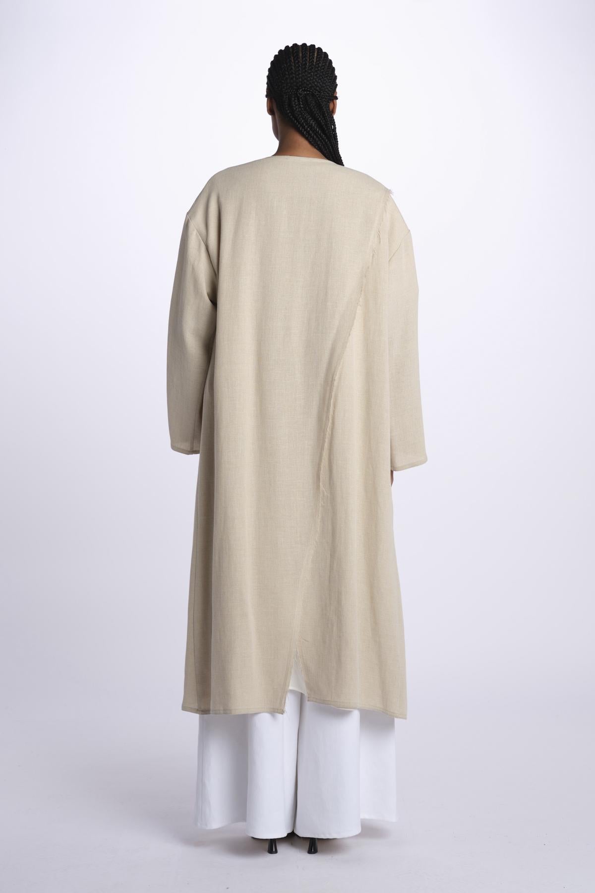 1632 cappotto lungo lino doppiato 1632 NATURAL dusan 