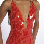 Abito SAPPHIRE lungo paillettes DR174 RE RED misha 