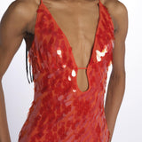 Abito SAPPHIRE lungo paillettes DR174 RE RED misha 
