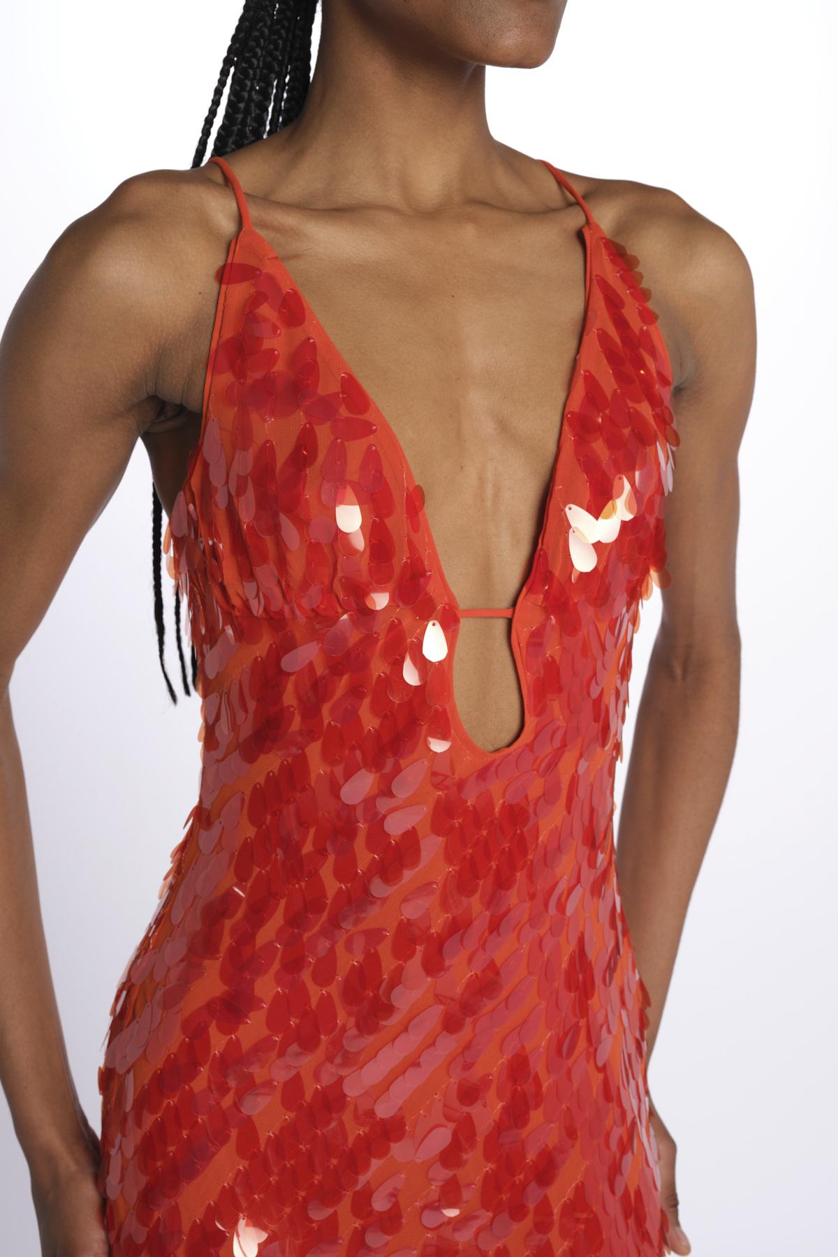 Abito SAPPHIRE lungo paillettes DR174 RE RED misha 