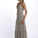 Abito DITTA lungo stampa zig zag S25022 BLACKANDWHITE sundress 