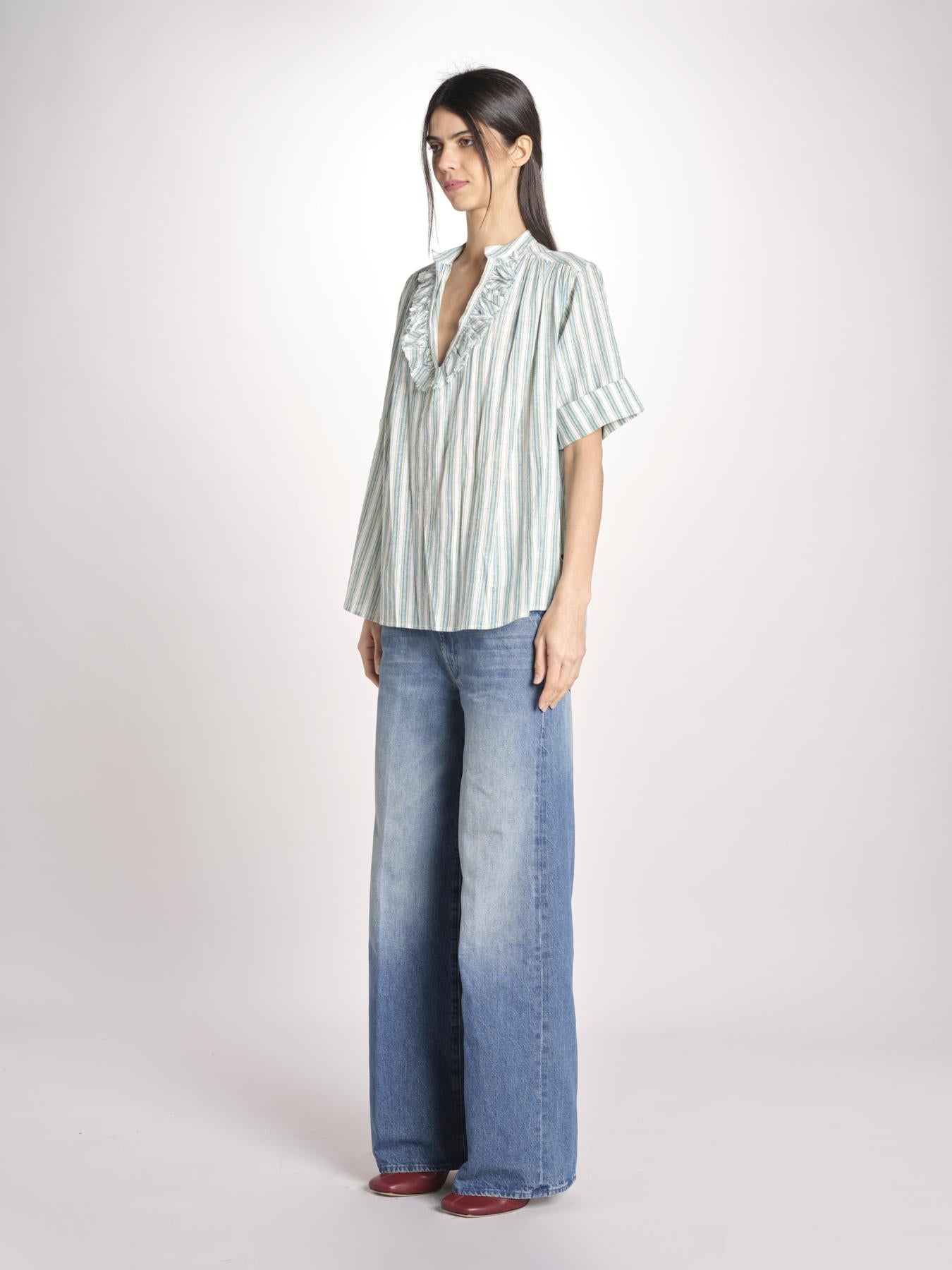 Camicia a righe DIDA SHO71RDIDA-GRE GREEN STRIPES laurence bras 