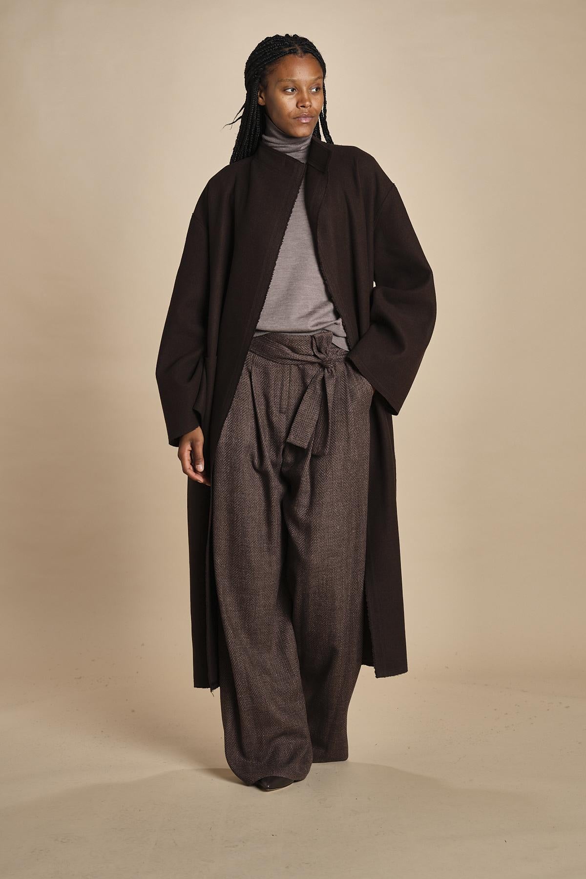 cappotto lungo cimosato T8734U MORO dusan 