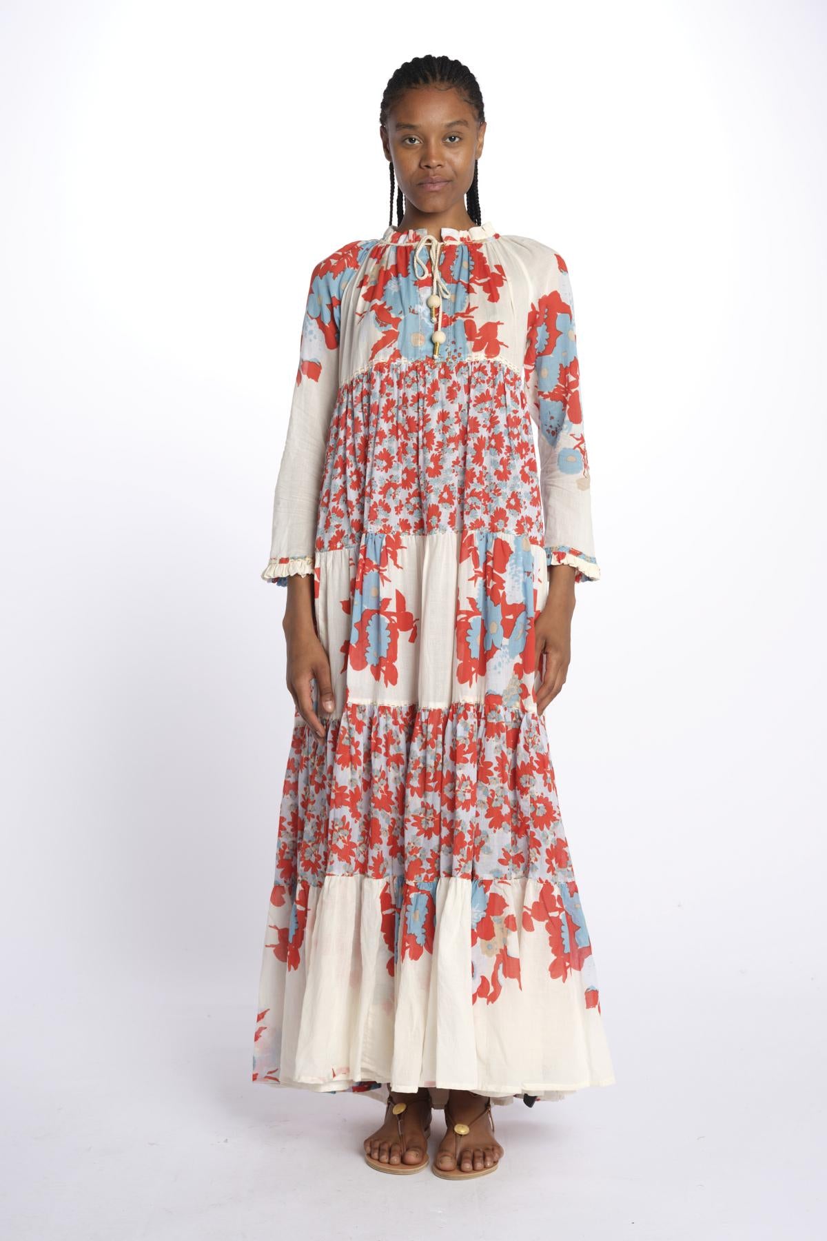 Abito lungo m/l fiori Maxi Hippydress MH BFF4 MA4 yvonne s. 
