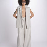 gilet in lino U2929 NATURAL dusan 