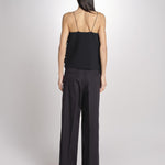 pantalone con pinces in popeline B043-0187-9000 NERO n21 