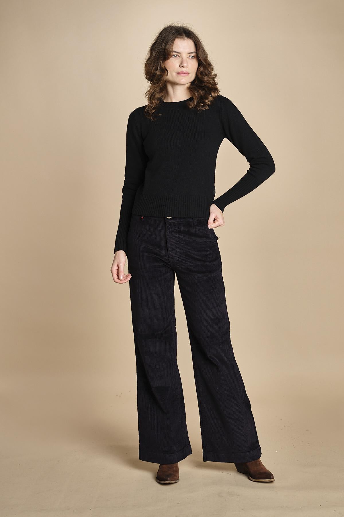 pantalone mano velluto FAUSTINE BLACK fam 