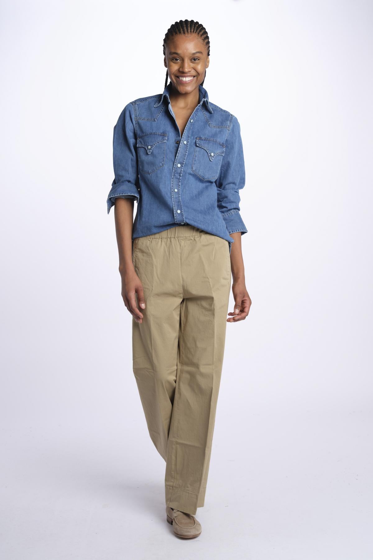 Pantalone PENSIL cotone con elastico PENSIL KHAKI true avenue 