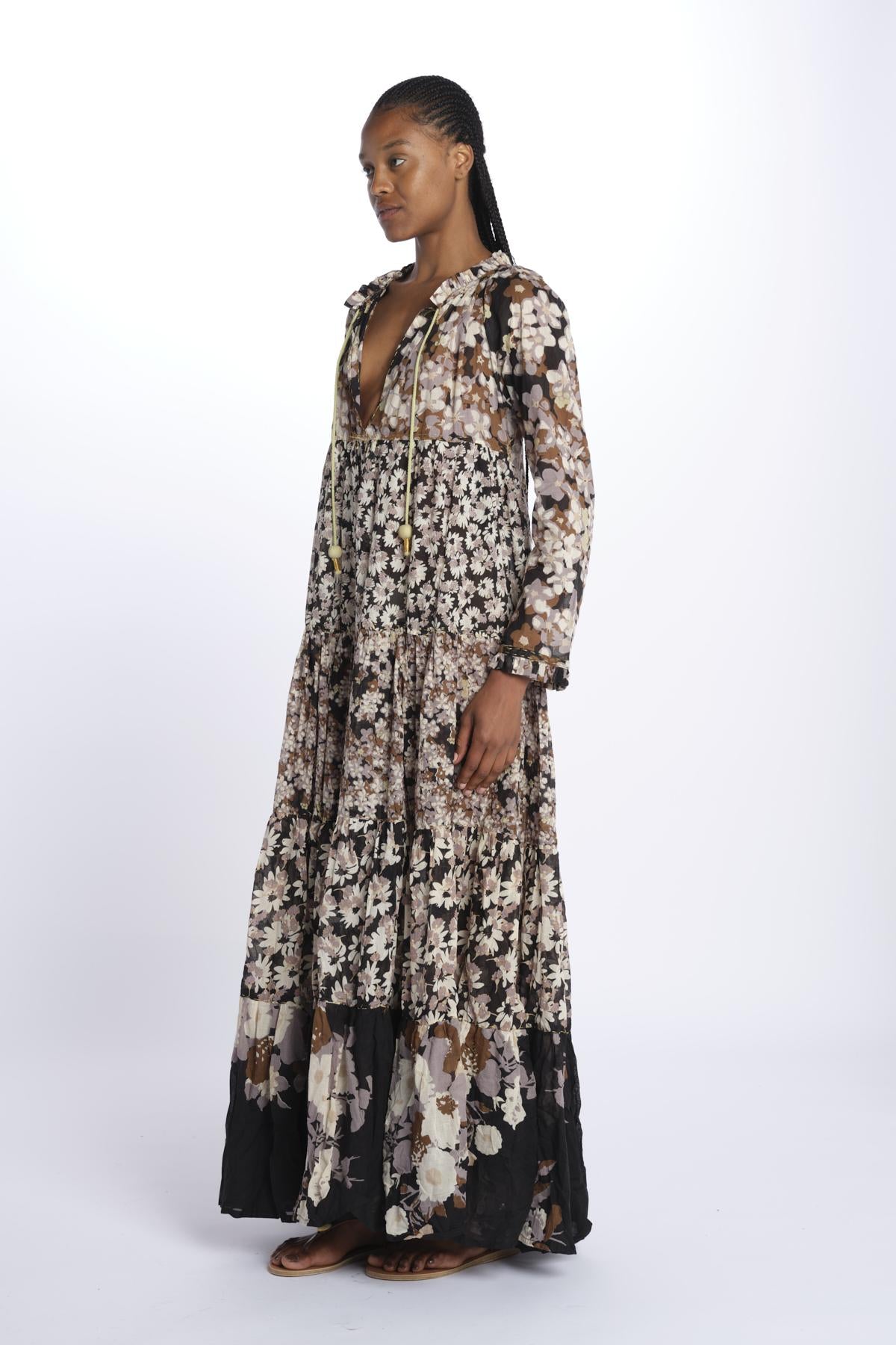 Abito lungo m/l fiori Maxi Hippydress MH BF1 MA1 yvonne s. 