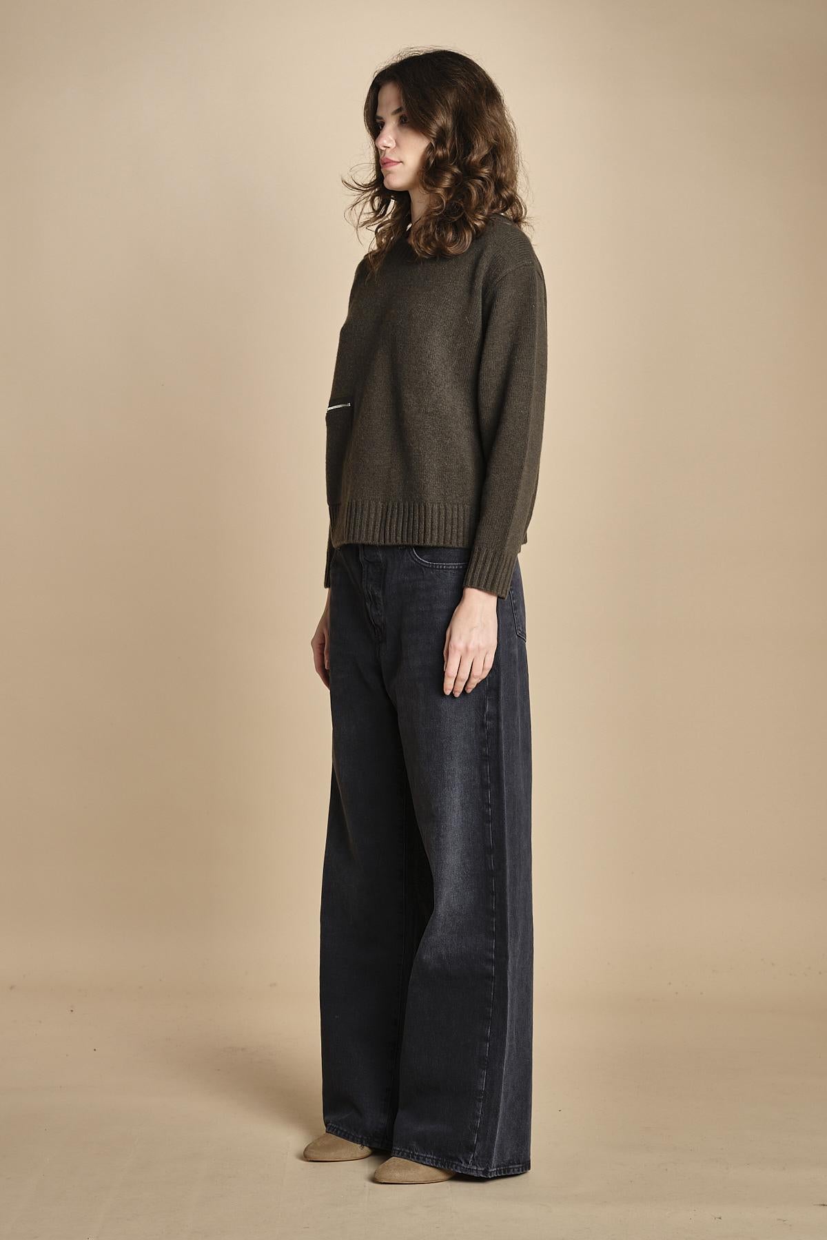 maglia girocollo con zip CESNIK KAKI ba&sh 