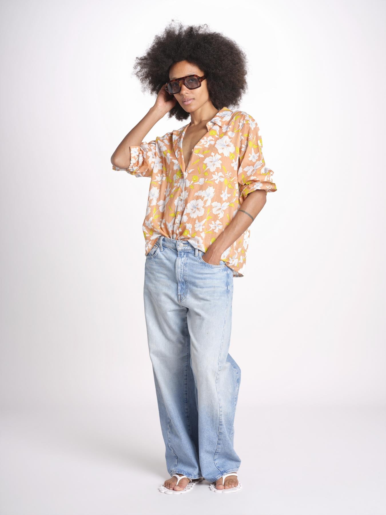 camicia stampa fiori VT6247 PEACH zen ethic 