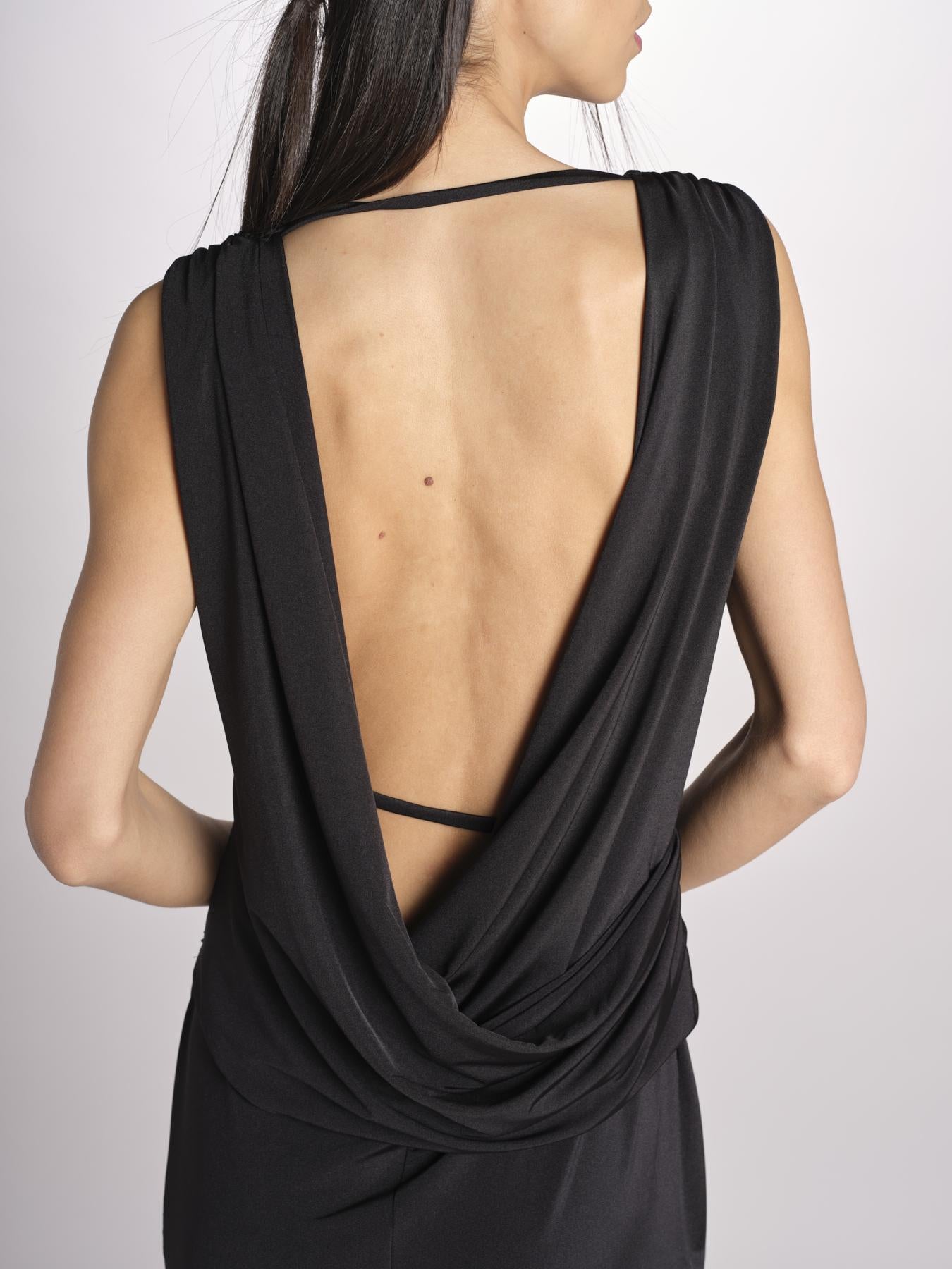 abito lungo in jersey con scollo dietro 3328 BLACK access 