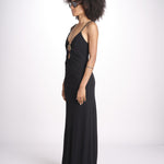 abito lungo con spalline sottili CHRISSY GOWN E02263016 BLACK ramy brook 