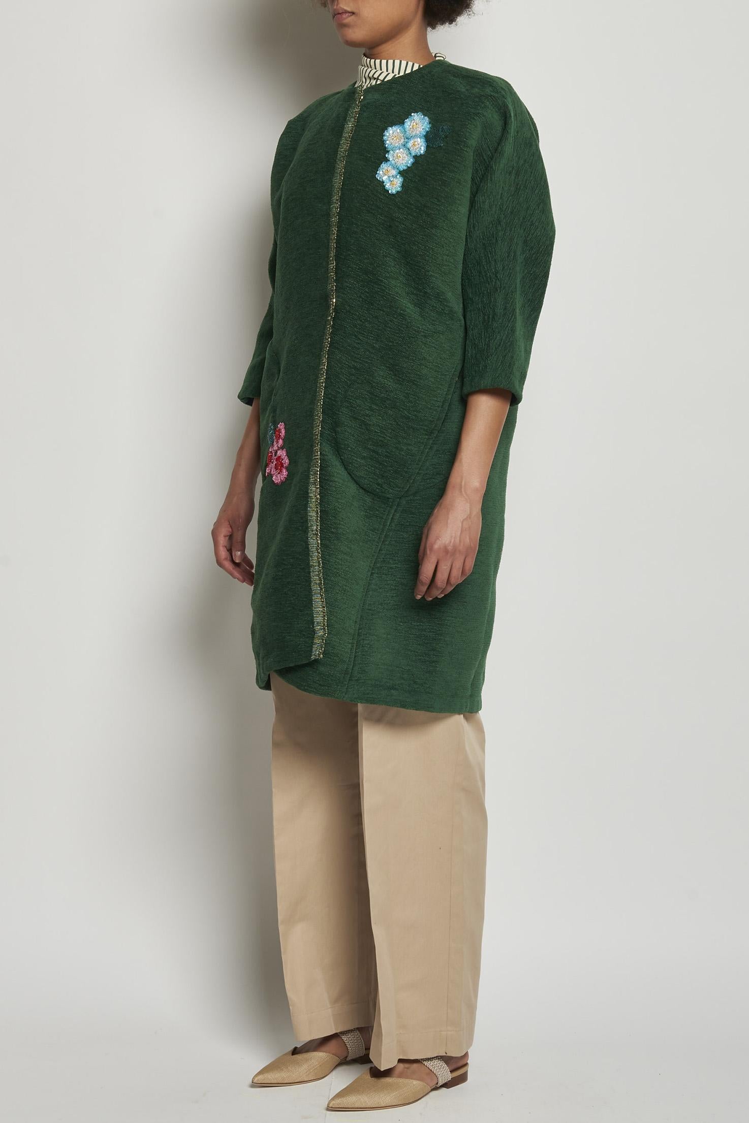 Cappotto ricamato 20C 1PRE CT32EMB GREEN marit ilison 