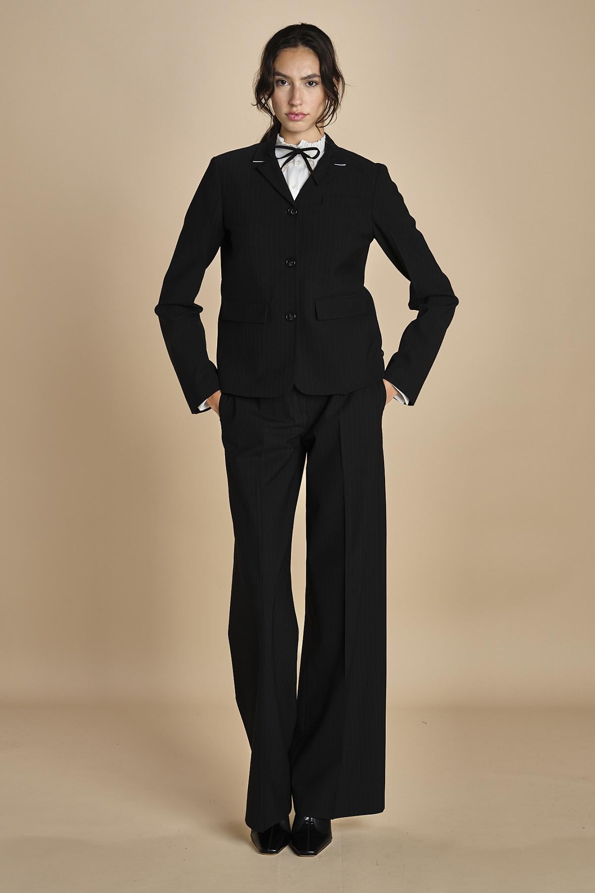 blazer gessato con tre bottoni L0125248 R911 n21 