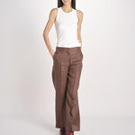 pantalone in lino MALIZIA 2615131112600 037 CIOCCOLATO weekend maxmara 