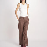 pantalone in lino MALIZIA 2615131112600 037 CIOCCOLATO weekend maxmara 