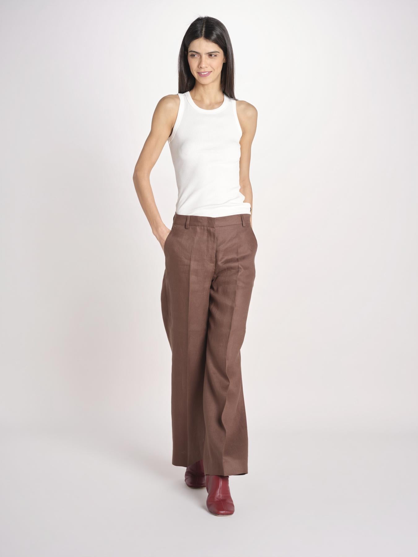 pantalone in lino MALIZIA 2615131112600 037 CIOCCOLATO weekend maxmara 