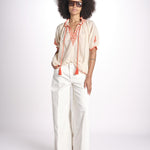 camicia con ricamo uncinetto TALIA 748398 BEIGE ORANGE mabe 