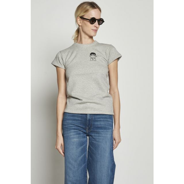 T-shirt grigia con logo milaura ricamato