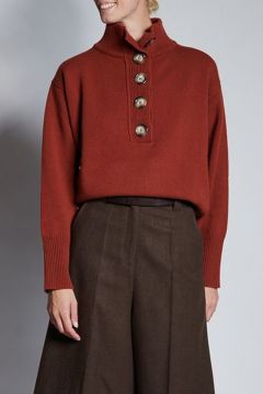 Brick sweater with front buttons