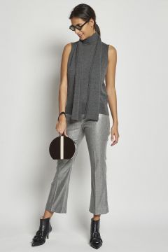 gray cropped lurex trousers
